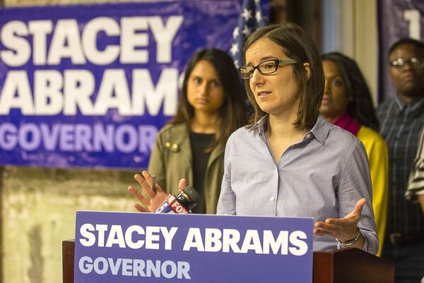 Lauren Groh-Wargo, campaign manager for Stacey Abrams, said Monday that victory is within reach for the Democratic candidate for governor.  (Alyssa Pointer/AJC)