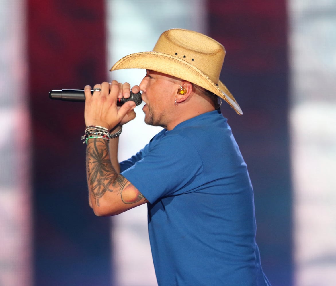 Georgia native Jason Aldean rocked Lakewood Amphitheatre on Saturday, August 5, 2023, on his Highway Desperado Tour. The show coincided with his having the No. 1 hit in the nation with "Try That in a Small Town." (Photo: Robb Cohen for The Atlanta Journal-Constitution)