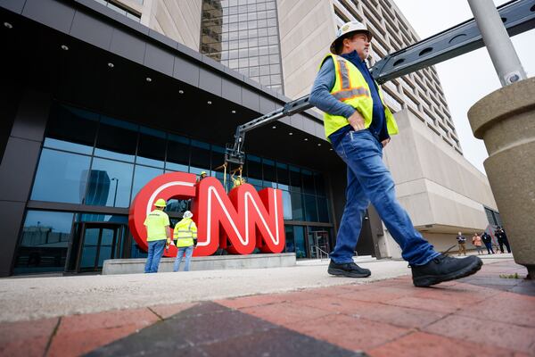  Crew workers were seen removing the iconic CNN sign from the CNN Center downtown on Monday, March 2024. The famous symbol will be refurbished and will find its new home at the Techwood campus by the Warner Brothers studios in Midtown.
Miguel Martinez /miguel.martinezjimenez@ajc.com