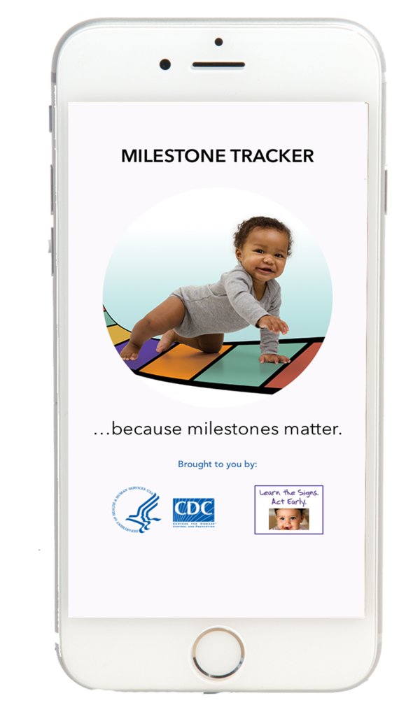 Opening screen of the new CDC app that lets you track milestones in your children's development. CDC HANDOUT