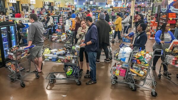 March 13, 2020 Atlanta: Panic buying occurred at the Kroger Marketplace at Glenwood Avenue in Atlanta on Friday, March 13, 2020. The Coronavirus pandemic is affecting everyone across the State of Georgia and Metro Atlanta.  JOHN SPINK/JSPINK@AJC.COM