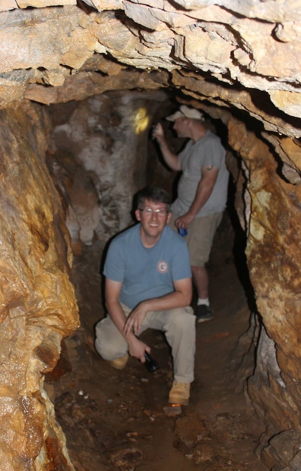 Councilmember Brandon Hembree in the gold mine located at the future location of Gold Mine Park on Level Creek Road. (Courtesy of Brandon Hembree)