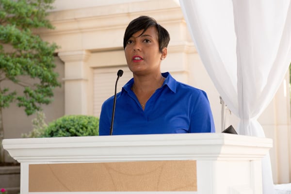 ATLANTA, GEORGIA - JUNE 17:  Mayor Keisha Lance Bottoms speaks onstage during the City of Hope - Sylvia Rhone Spirit Of Life Kickoff Breakfast at St. Regis Buckhead on June 17, 2019 in Atlanta, Georgia. (Photo by Marcus Ingram/Getty Images for City Of Hope)