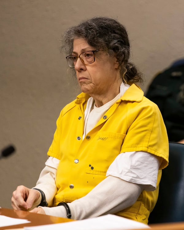 Defendant Susan Lorincz, who fatally shot a Black neighbor through her front door during an ongoing dispute, listens to proceedings during her sentencing hearing Monday, Nov. 25, 2024, in Ocala, Fla. (Doug Engle/Ocala Star-Banner via AP, Pool)