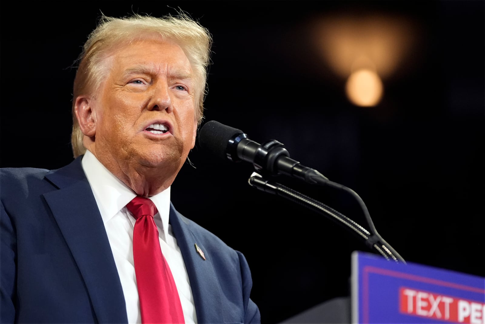 Republican presidential nominee former President Donald Trump speaks at a campaign rally at the Santander Arena, Wednesday, Oct. 9, 2024, in Reading, Pa. (AP Photo/Alex Brandon)