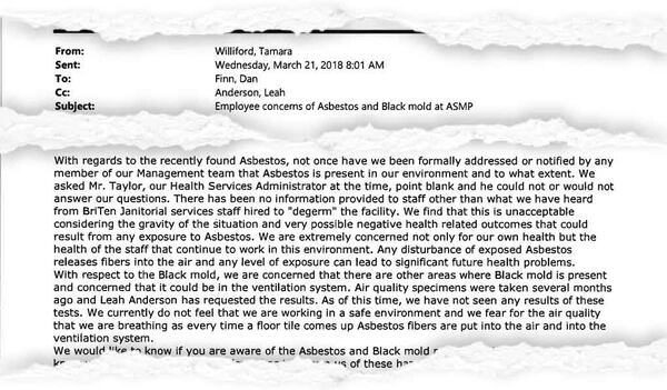 Three weeks after the tiles tested positive for asbestos, three operating room nurses wanted to know why they hadn’t been formally notified.