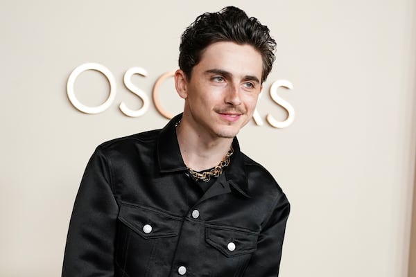 Timothee Chalamet arrives at the Oscars Nominees Dinner on Tuesday, Feb. 25, 2025, at the Academy Museum of Motion Pictures in Los Angeles. (Photo by Jordan Strauss/Invision/AP)