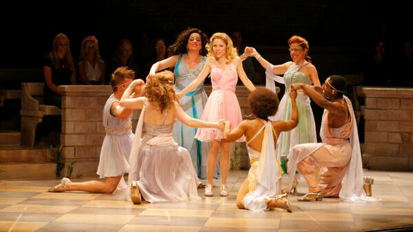 Kerry Butler (center) played Clio/Kira in "Xanadu" on Broadway. Photo: Paul Kolnik