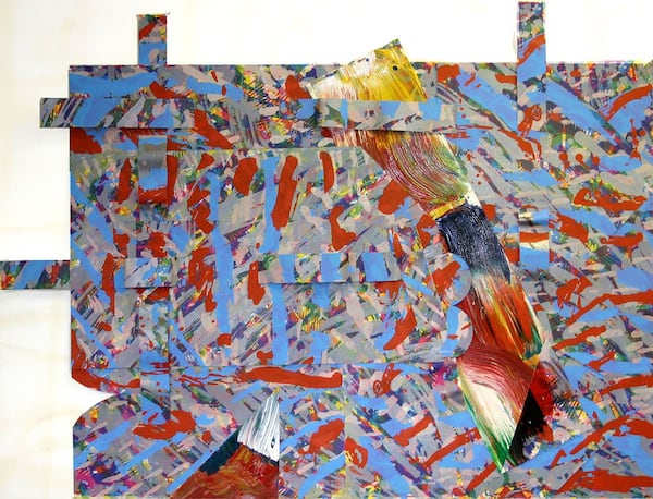 Abstract expressionist works produced by male artists dominate the first gallery, such as Sam Gilliam’s “(Untitled) Philadelphia” (1987). (Courtesy)