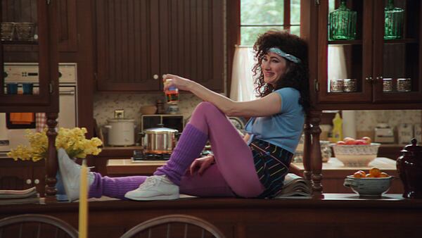 Kathryn Hahn plays Agnes, a nosy neighbor in "WandaVision," a new Disney+ series created by Marvel. Photo: DISNEY+