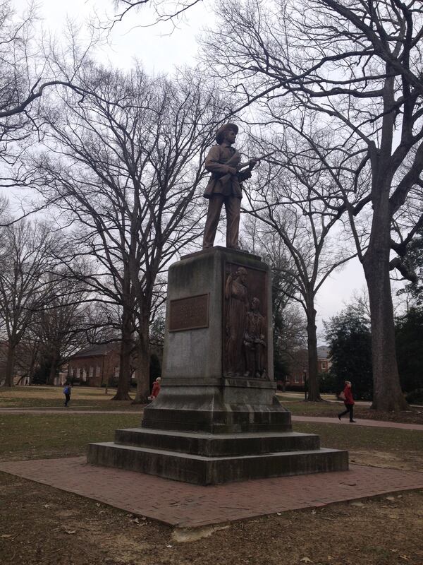 The "Silent Sam" statue on the campus of the University of North Carolina at Chapel Hill. Photo: Jennifer Brett