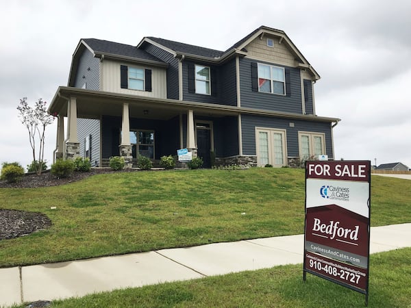 This Wednesday, Sept. 6, 2017, photo shows a new home for sale in a housing development in Raeford, N.C. On Thursday, Sept. 21, 2017, Freddie Mac reports on the week’s average U.S. mortgage rates.