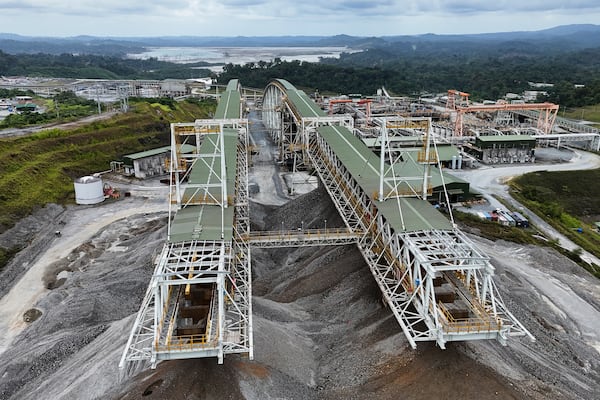 Facilities stand idle at the Cobre Panamá copper mine during a media tour of the mine owned by Canada's First Quantum Mineral that was closed after Panama's Supreme Court ruled that the government concession was unconstitutional, in Donoso, Panama, Friday, March 21, 2025. (AP Photo/Matias Delacroix)