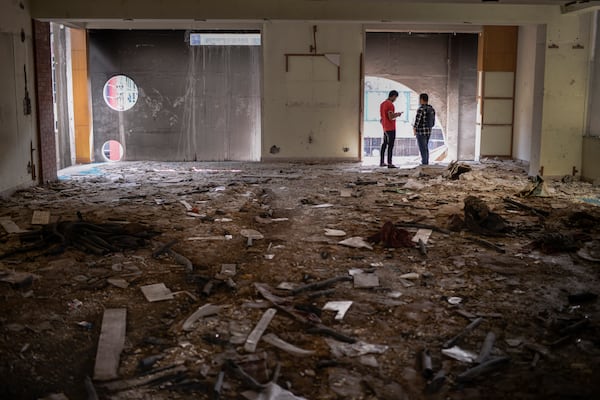 The ransacked Awami League party office is seen in Dhaka, Bangladesh, Sunday, Nov. 10, 2024. (AP Photo/Mahmud Hossain Opu)