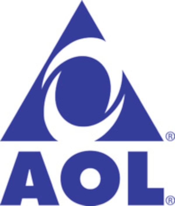 The AOL logo, as it appeared when it merged with Time Warner in 2000. (Logopedia)