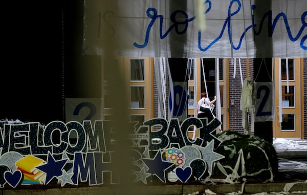 Toilet paper is left in the Marietta High School parking lot on Tuesday, Aug. 3, 2021, after incoming seniors continued the pranking tradition. Today marks the first day of school for the students. (Christine Tannous / christine.tannous@ajc.com)