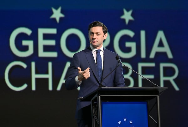 U.S. Senator Jon Ossoff speaks during Georgia Chamber Congressional Luncheon at The Classic Center, Tuesday, August 8, 2023, in Athens. (Hyosub Shin / Hyosub.Shin@ajc.com)