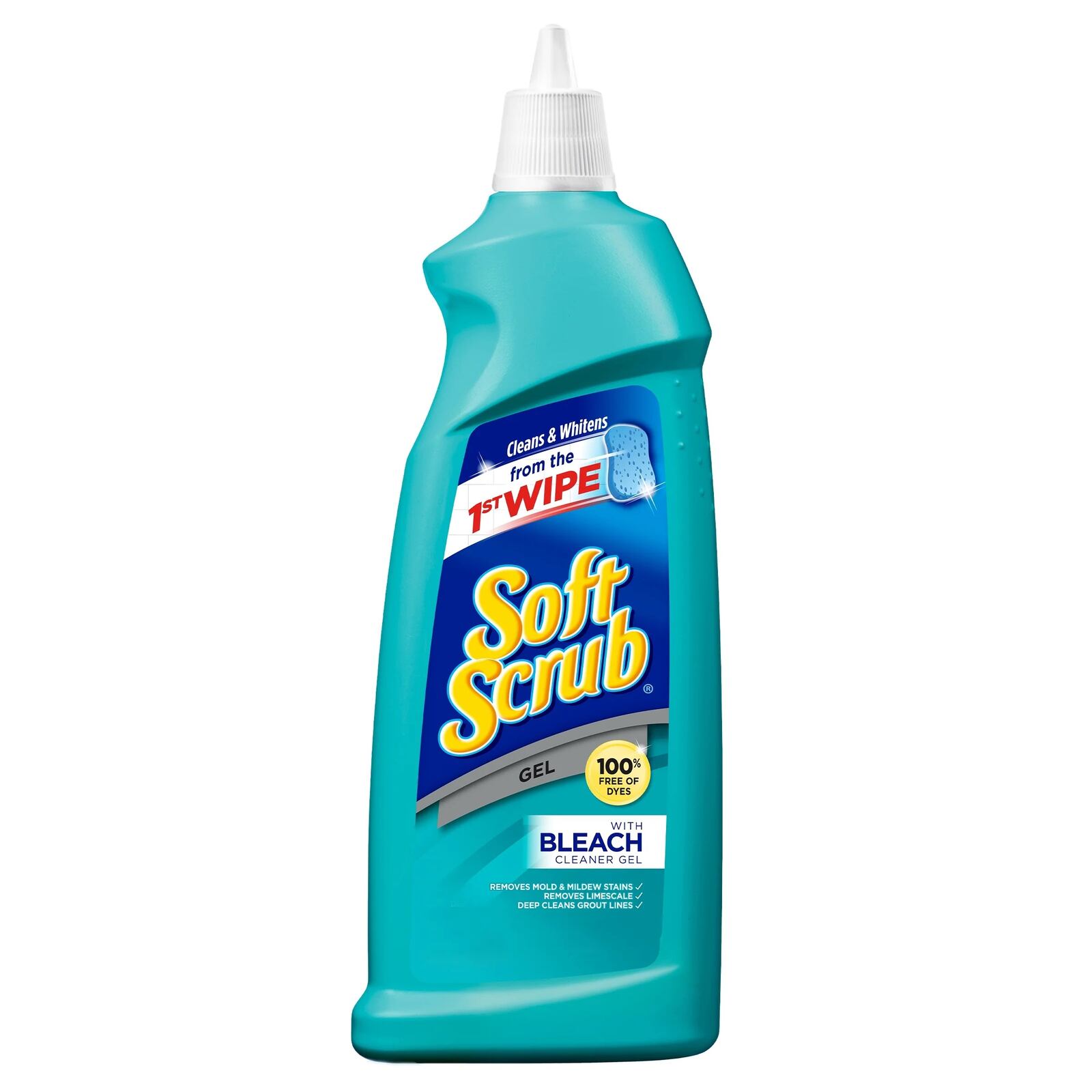 Soft Scrub Gel with Bleach Cleaner is non-abrasive and cleans most non-porous surfaces, including tubs, showers, sinks and countertops.