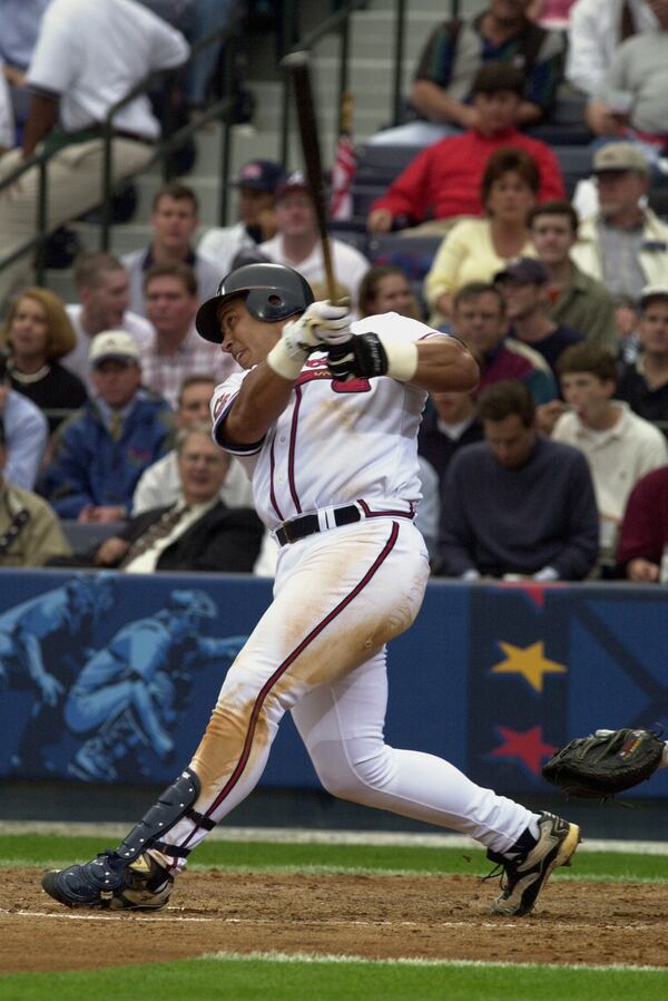 Opening Day 2000:  Andres Galarraga hits  a fifth-inning home run to give the Braves a 1-0 lead in their opener against the Colorado Rockies at Turner Field. 