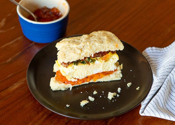 Sweet and Savory Biscuit Sandwiches. (Aaliyah Man for The Atlanta Journal-Constitution / Food styling by Kate Williams)