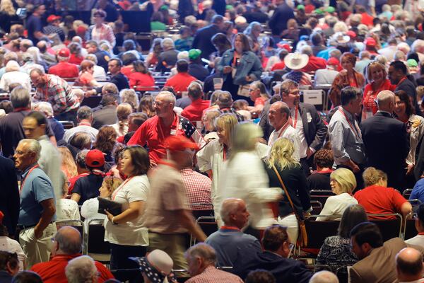 Crowds of people fill the Columbus Georgia Convention & Trade Center for the GOP Convention on Saturday, June 10, 2023. (Natrice Miller/natrice.miller@ajc.com)