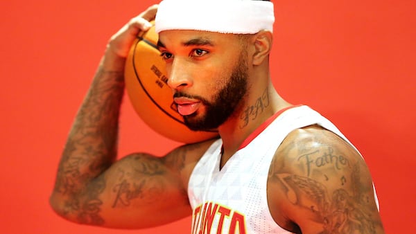 Hawks guard Malcolm Delaney during media day last month. Curtis Compton /ccompton@ajc.com