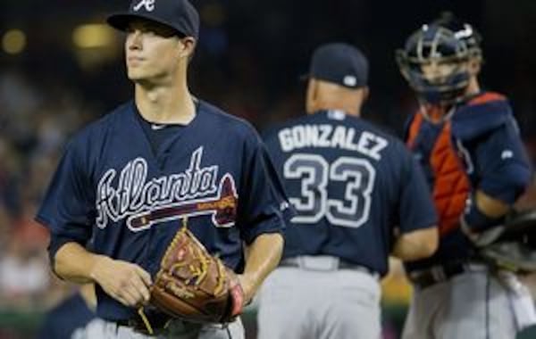 Thursday was another rough night for the Braves, who lost 15-1 to the Nationals, and for rookie pitcher Matt Wisler, who was charged with seven runs and didn't make it out of the second inning. (AP photo)