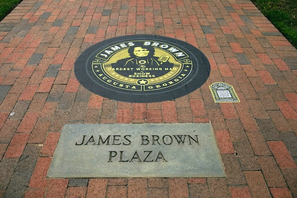 James Brown Journey Sidewalk Vinyl Tour marks 12 locations in Augusta that played a major role in the musician’s life and career. 
Courtesy of Kruhu.