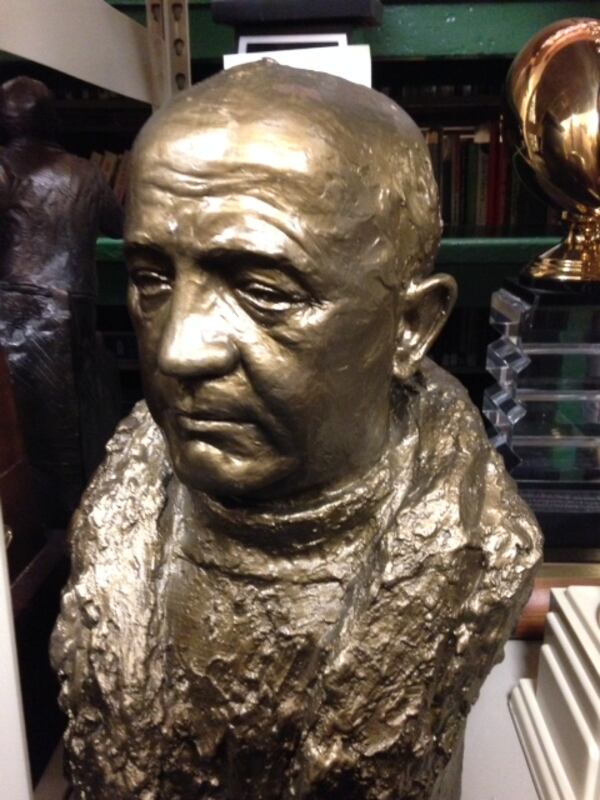 A bust of Notre Dame coaching great Knute Rockne. It isn't a trophy or award, merely a likeness of Rockne. Stephens doesn't know who made it, but the hall somehow ended up in possession of it. I suppose if I were Stephens, I'm not sure what I'd do with it either. It's not the sort of thing you put on Craigslist.