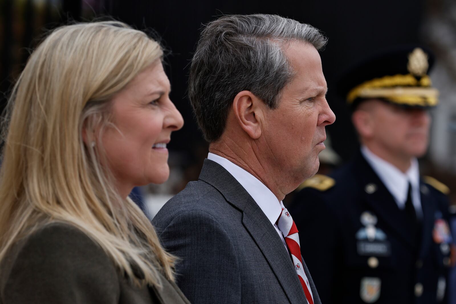 Gov. Brian Kemp (right) is backing the presidential bid of Donald Trump. Marty Kemp (left) has not committed to voting for him. 