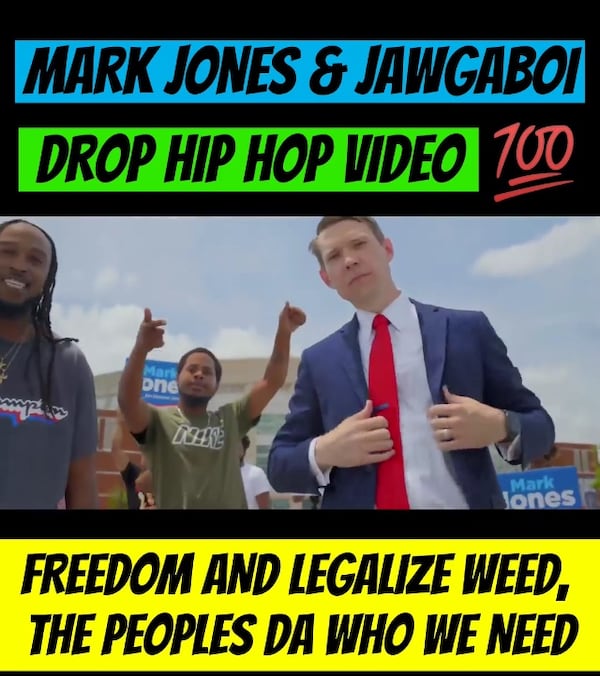 Mark Jones, a candidate for district attorney in Columbus, made a rap video in May and later got arrested in connection with it. He was charged after cars did donuts in the ad. (credit: Mark Jones campaign)