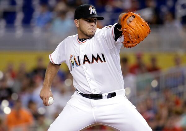 The usually dominant Jose Fernandez has been knocked around a bit in some recent starts, beginning with one at Turner Field in July when he gave up a career-high nine runs. (AP file photo)