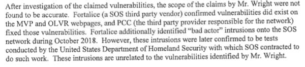 GBI case files explain that intrusions on the secretary of state's network were actually tests by the US Department of Homeland Security