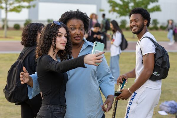  Democrat Stacey Abrams poses for selfies with students during a campaign stop Monday at Georgia State University. Republicans framed Abrams as "Celebrity Stacey" heading into this year's race for governor, and it took a toll on her approval ratings in polls. (Steve Schaefer/steve.schaefer@ajc.com)