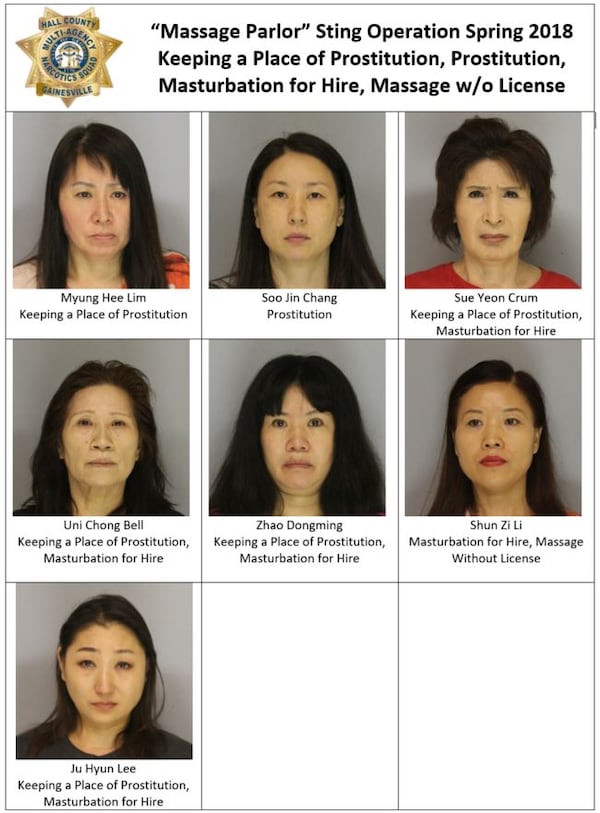 Seven women were arrested. (Credit: Gainesville Police Department)