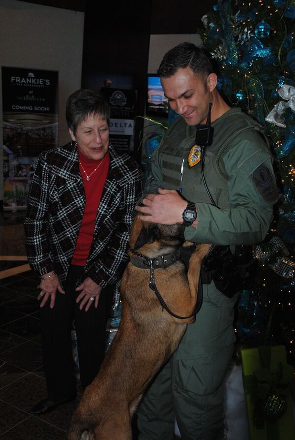 Kathy Gestar recently donated $12,000 for the Gwinnett County Police Department to purchase and train a new K9 officer. That K9, Elsa, is expected to hit the streets in February.