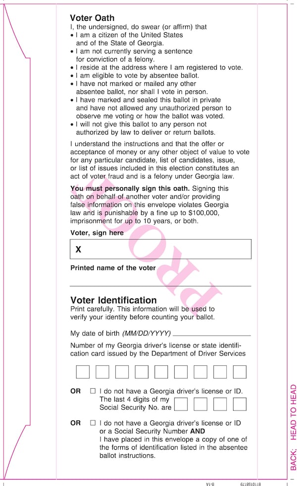 Georgia voters must provide a driver's license number, state ID number or other identifying information when returning their absentee ballots, according to the state's new voting law.