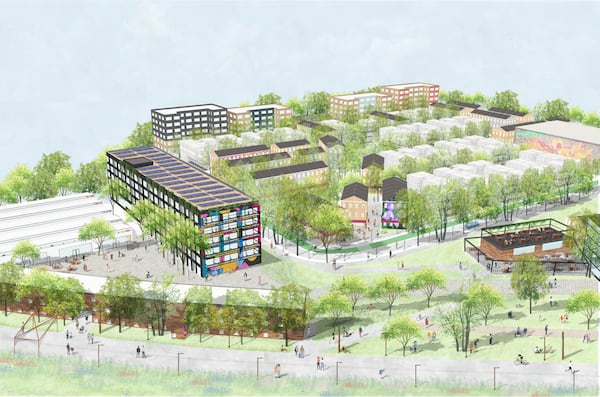 Culdesac's redevelopment project with the Beltline would have included residential, retail, dining and co-working space in addition to a farmers' market and grocery store. (Courtesy of Atlanta Beltline Inc.)