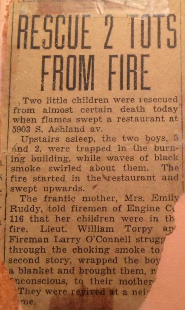 From the Torpy files: My grandfather, Bill Torpy, and a comrade crawled through choking smoke in the 1930s to save a couple of kids.