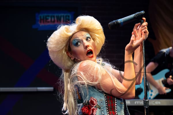 Christina Leidel is one of two actors who play Hedwig in the new production at Actor's Express. Photo: Casey Ford