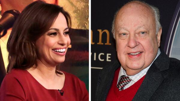 In this combination photo, Fox contributor Julie Roginsky, left, appears on "The Five" television program, on the Fox News Channel on March 30, 2015, in New York and then Fox News head Roger Ailes attends a special screening of "Kingsman: The Secret Service" on Feb. 9, 2015 in New York. Roginsky said that a promised position on the Fox show "The Five" never happened after she rejected Ailes' sexual advances. In a complaint filed in New York state Supreme Court on Monday, April 3, 2017, Roginsky said she was pressured to defend Ailes when Gretchen Carlson filed the initial harassment complaint against him but that she refused. (AP Photo/Richard Drew, left, and Charles Sykes, File)