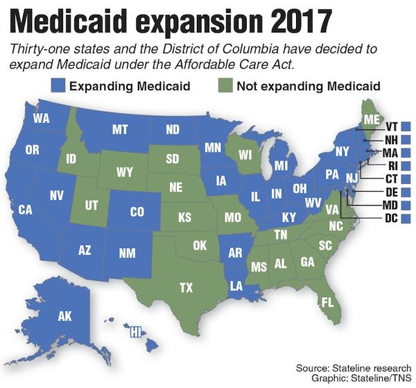 Map of Medicaid expansion. Stateline 2017