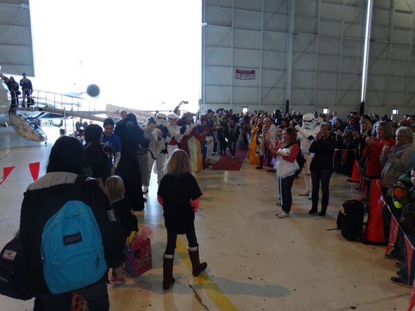 The view as folks enter the hangar. CREDIT: Rodney Ho/ rho@ajc.com