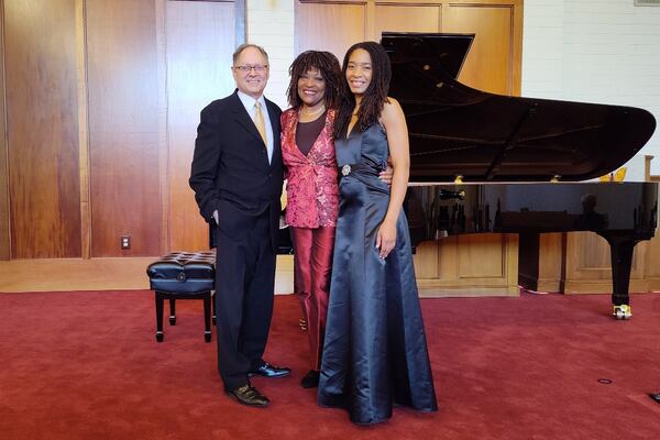 Ransom, Dove and violinist Njioma Grevious at their performance of "Sonata Mulattica" at the Amelia Island Chamber Music Festival in April 2024.