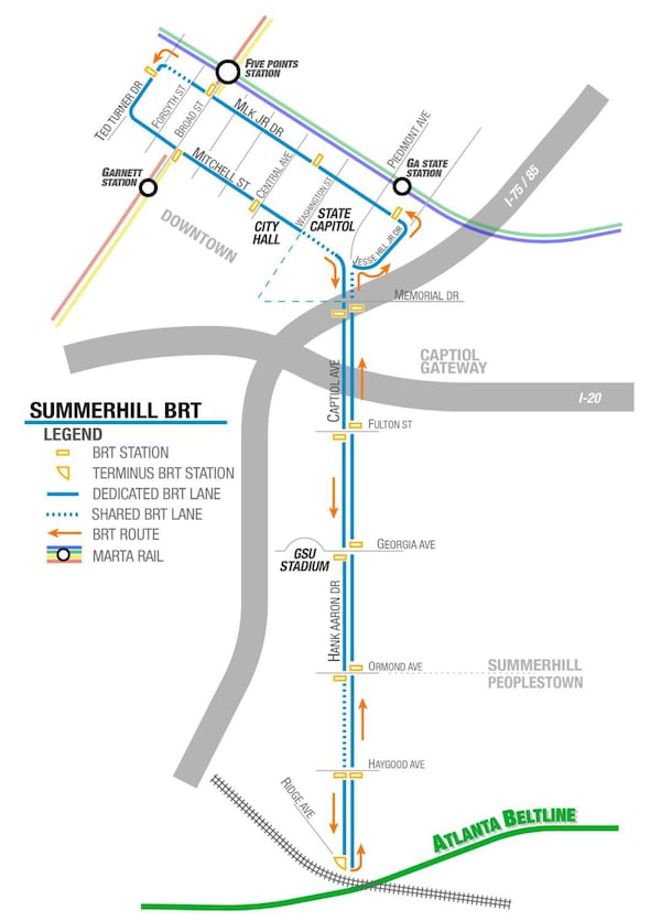 MARTA's Capitol Avenue-Summerhill line in Atlanta will be the region's first bus rapid transit line when it opens in 2024. SOURCE: MARTA