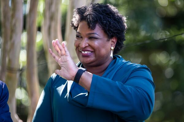 Former Georgia gubernatorial candidate Stacey Abrams, who has announced she is running in 2022, is introduced before speaking at a rally supporting Former Virginia Gov. Terry McAuliffe on Oct. 17, 2021, in Norfolk, Virginia. (Zach Gibson/Getty Images/TNS)