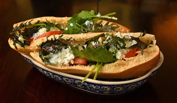 Ground Lamb Pitas with Cucumber Sauce. Food styling by Terry Koval. (CHRIS HUNT FOR THE ATLANTA JOURNAL-CONSTITUTION)