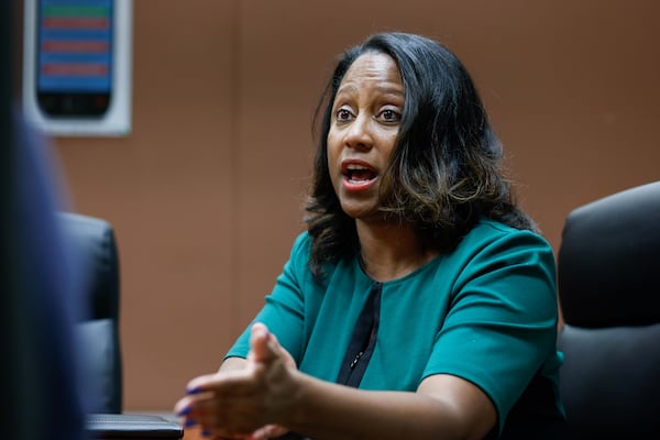 Judge Shukura Ingram speaks to an AJC reporter at the Fulton County Superior Court on  Wednesday, Nov. 13, 2024. Judge Ingram speaks about Fulton's competency docket for defendants with mental health issues.
(Miguel Martinez / AJC)