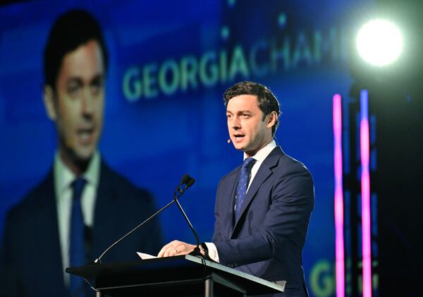 U.S. Senator Jon Ossoff speaks during Georgia Chamber Congressional Luncheon at The Classic Center, Tuesday, August 8, 2023, in Athens. (Hyosub Shin / Hyosub.Shin@ajc.com)