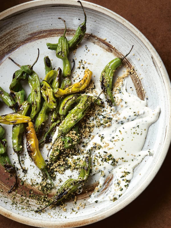 Blistered Shishitos with Furikake Ranch and Crispy Quinoa from "Eat Real Hawai'i" by Sheldon Simeon (Clarkson Potter, 2021). (Courtesy of Kevin J. Miyazaki)